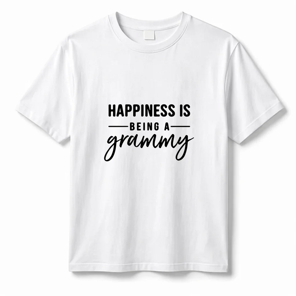 Happiness Is Being a Grammy Shirt for Women 100% Cotton Funny Grandma Graphic Tee Mothers Day Grandmother Gift
