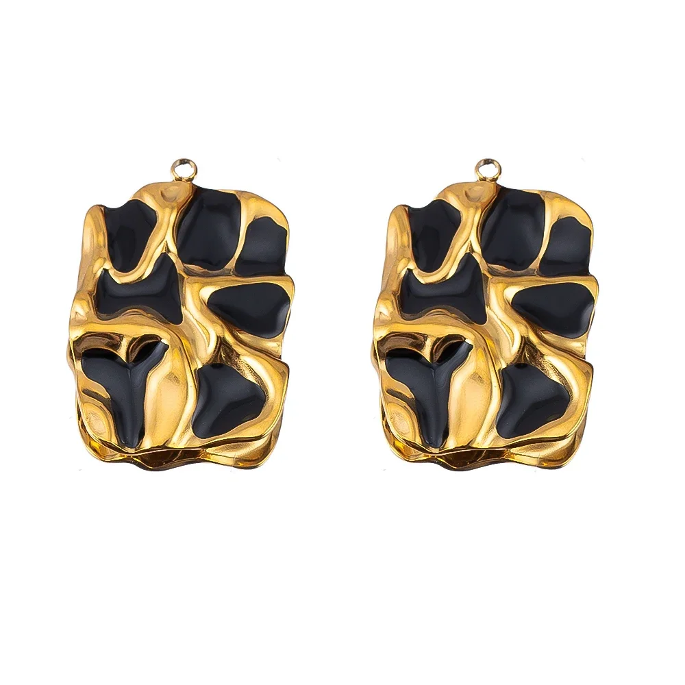 2 قطع فاسق الأسود المينا الفولاذ المقاوم للصدأ قلادة قلادة سحر قاعدة مطلية بالذهب أقراط المواد أساور يدوية النتائج مجوهرات