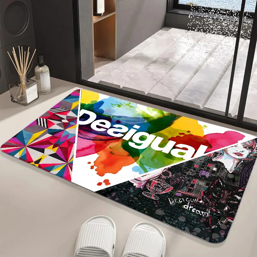 Desiguals Floor Mat Graphic Printed Flannel Doormats for Bathroom Kitchen Entrance Carpet Home Decor