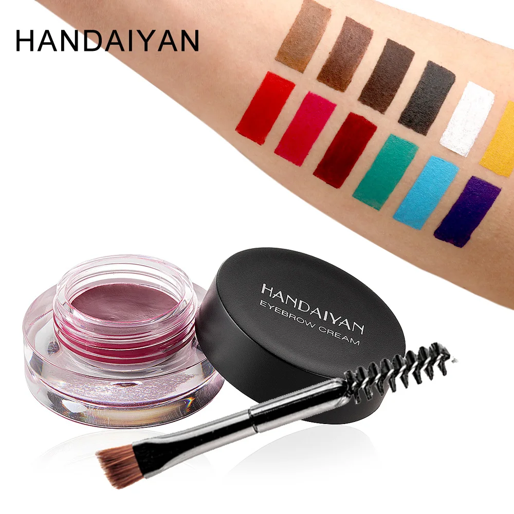 HANDAIYAN 12 Color Waterproof Eyebrow Cream Professional Eyeliner Eyebrow Gel High Brow Tint Black Eye Brow Makeup Tools