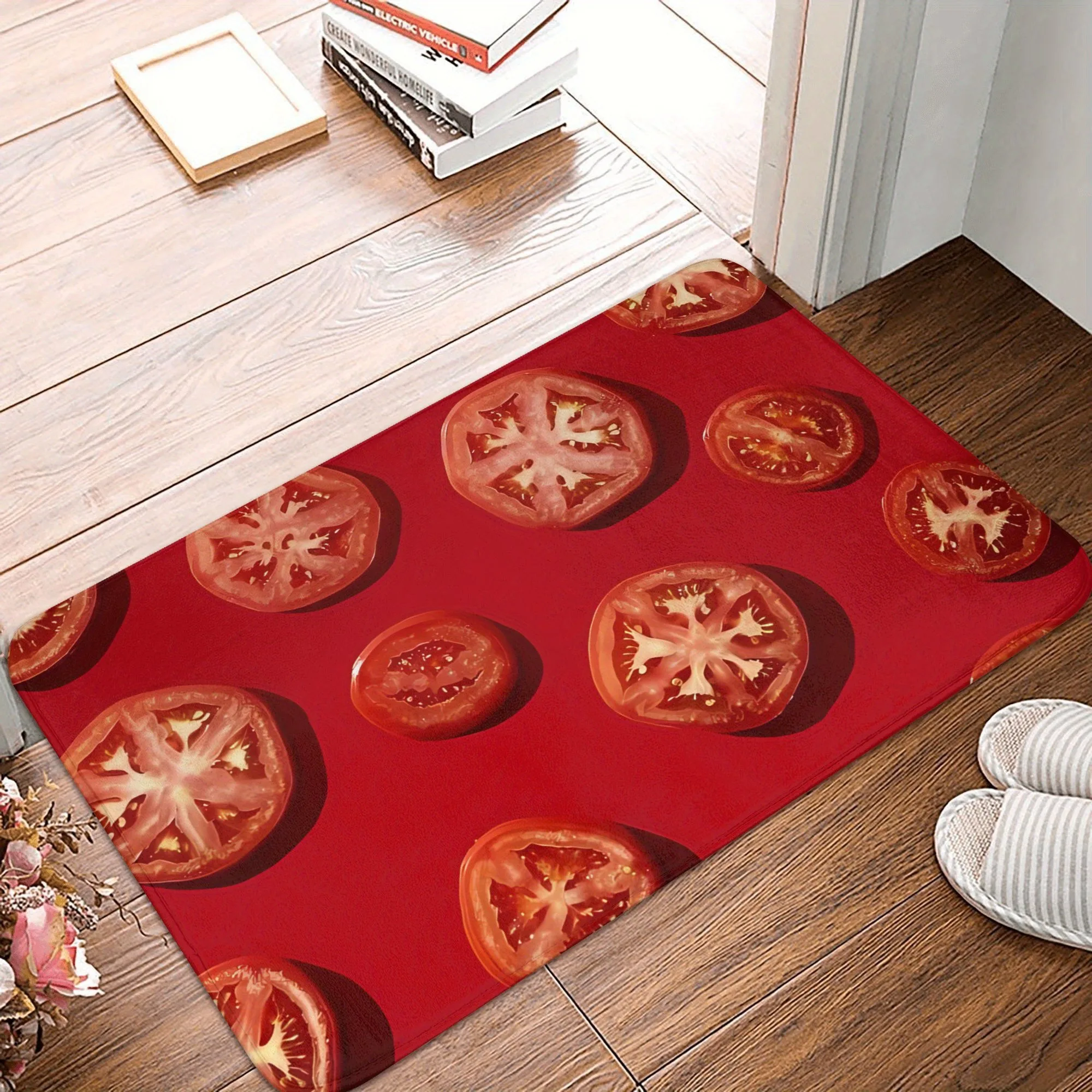 

1PC Tomato Pattern Kitchen Rugs Non-Slip Home Door Mats Pop design Bathroom Rug Bath Mat Carpet for Home Sink Laundry Decor
