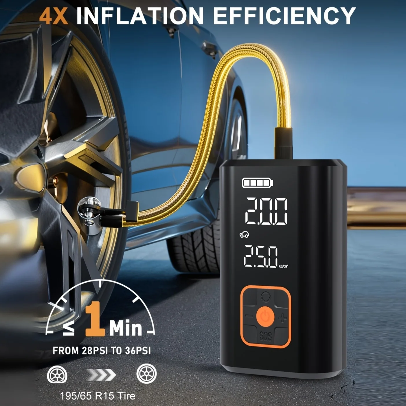

Wireless Car Air Pump Electric Air Compressor, 3X Faster 150PSI Portable Tire Inflator Pump for Motorcycle Bicycle Balls