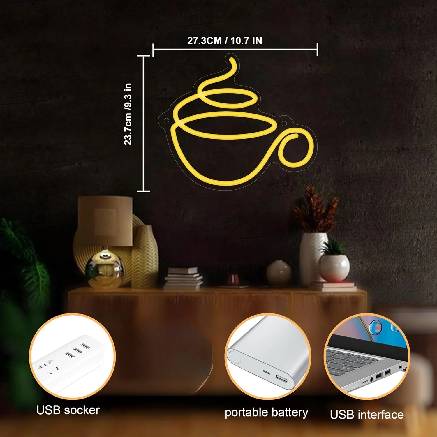 Steaming Coffee Cup Neon Sign - Outdoor Kitchen Power recension och pris