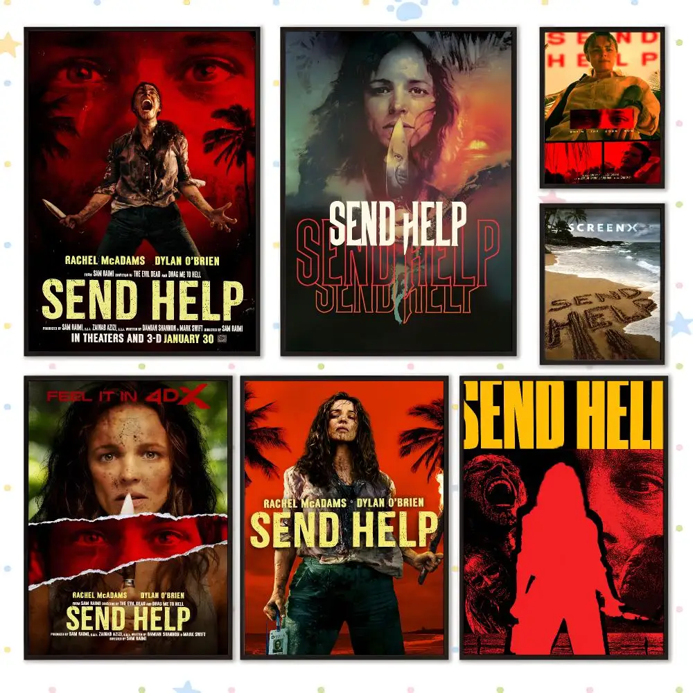 Movie Popular Popular Art Send Help Poster HD Waterproof PP Self Adhesive Aesthetic Bedroom Dorm Gaming Room Home Decor Gift