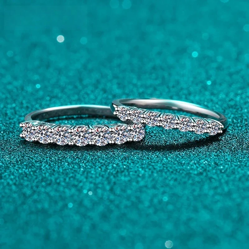 

0.28/0.7CTTW D Vvs1 Moissanite Rings for Women 7 Gems Sparkling S925 Sterling Silver Wedding Band Match Diamomd Wholesale