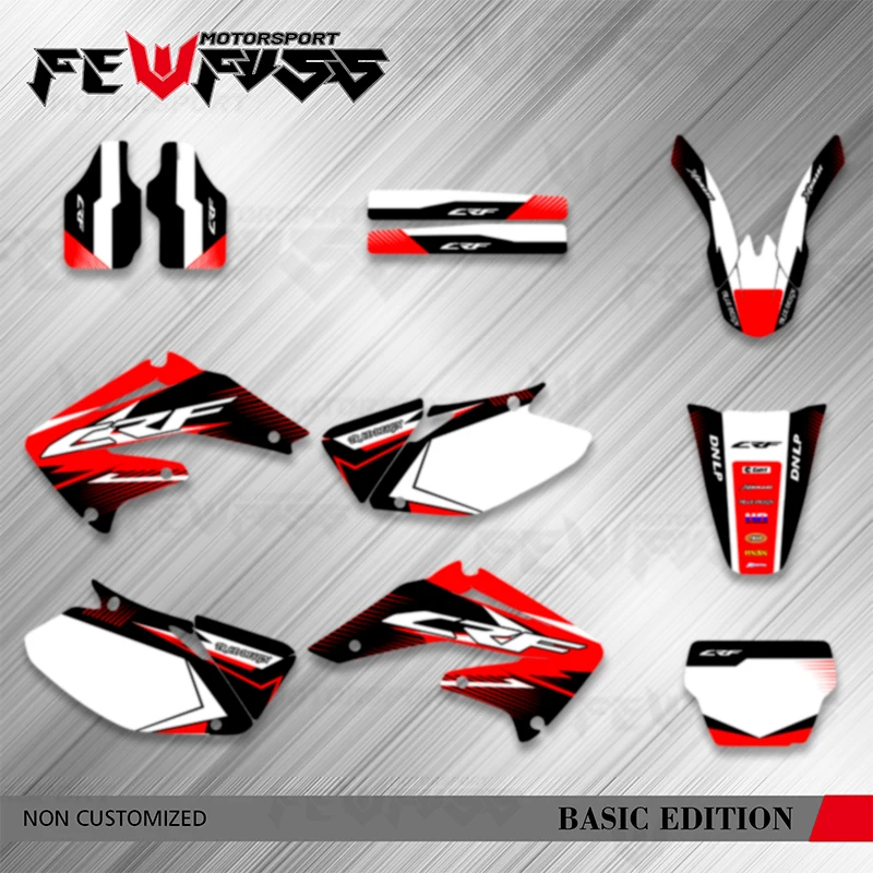 

Fewfuss для HONDA CRF450 CRF 450 2002 2003 2004, полный набор мотоциклов, графические наклейки, наборы наклеек, номер, имя на заказ