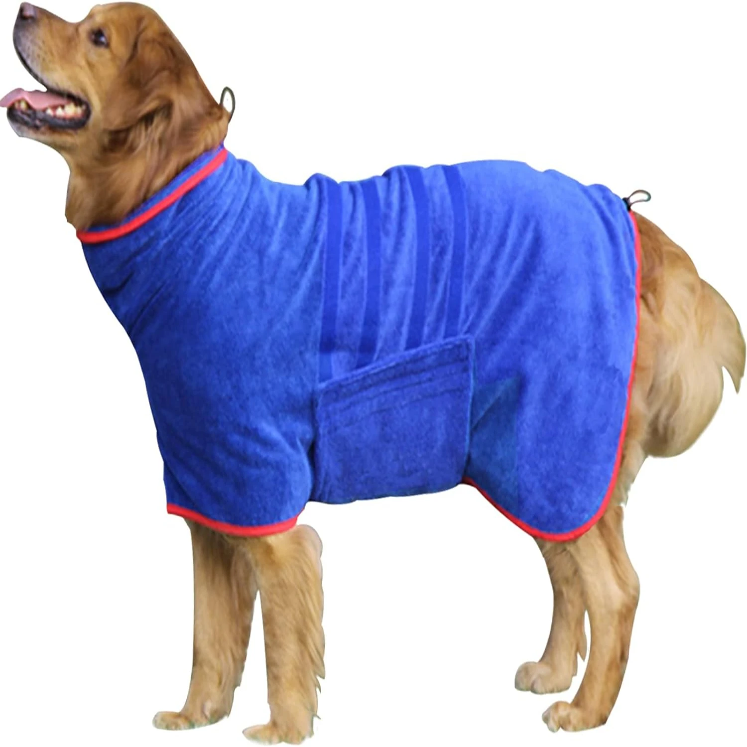 

Super Absorbent Microfiber Dog Drying Coat - Adjustable Collar & Belly Strap Fast Drying Towel Robe - Pet Bathrobe for Dog and C