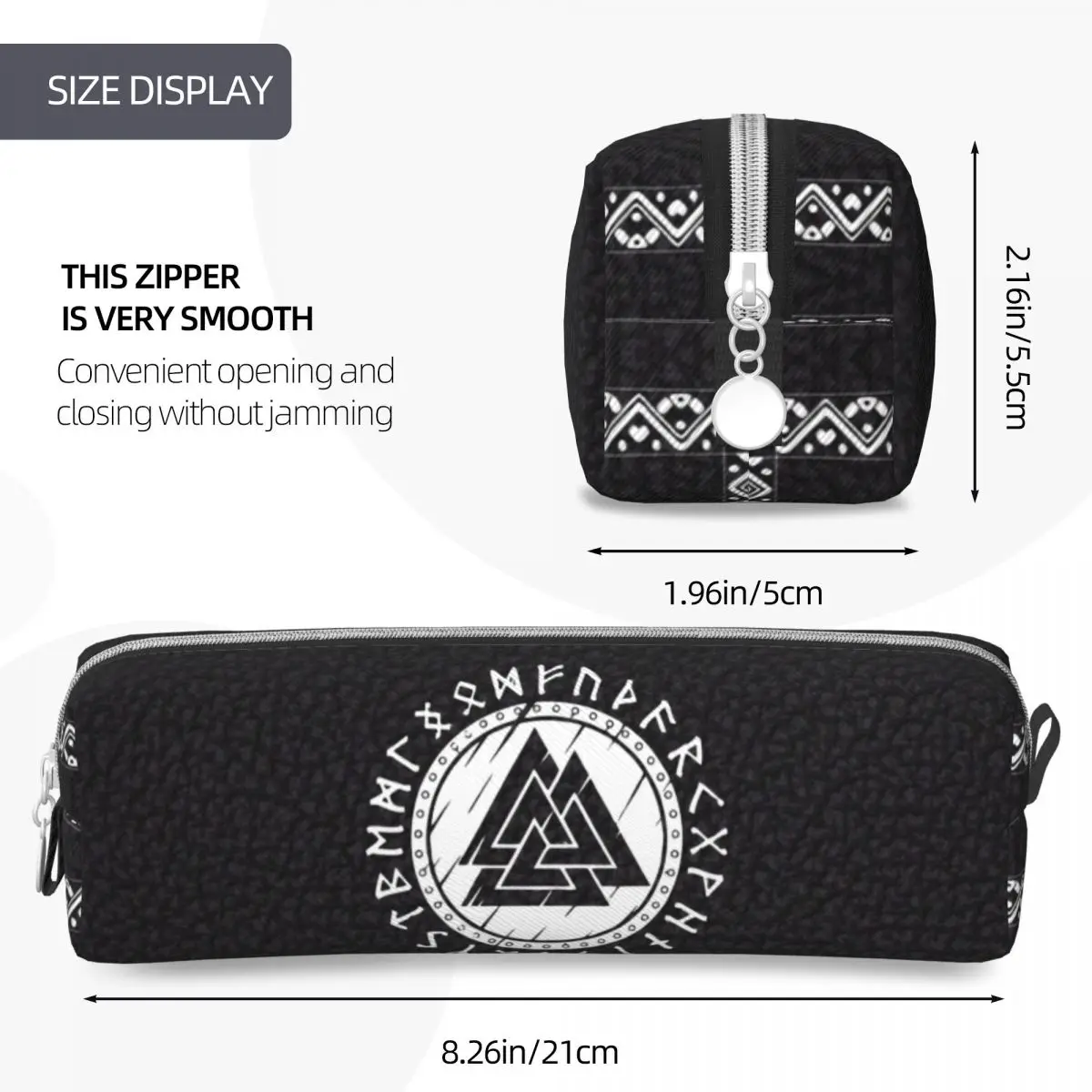 Imagem -04 - Estojos de Lápis Escandinavos Viking Shield para Crianças Valknut Art Pencilcases Pen Holder Grande Bolsa Material Escolar Zipper Norse Runes Bonito