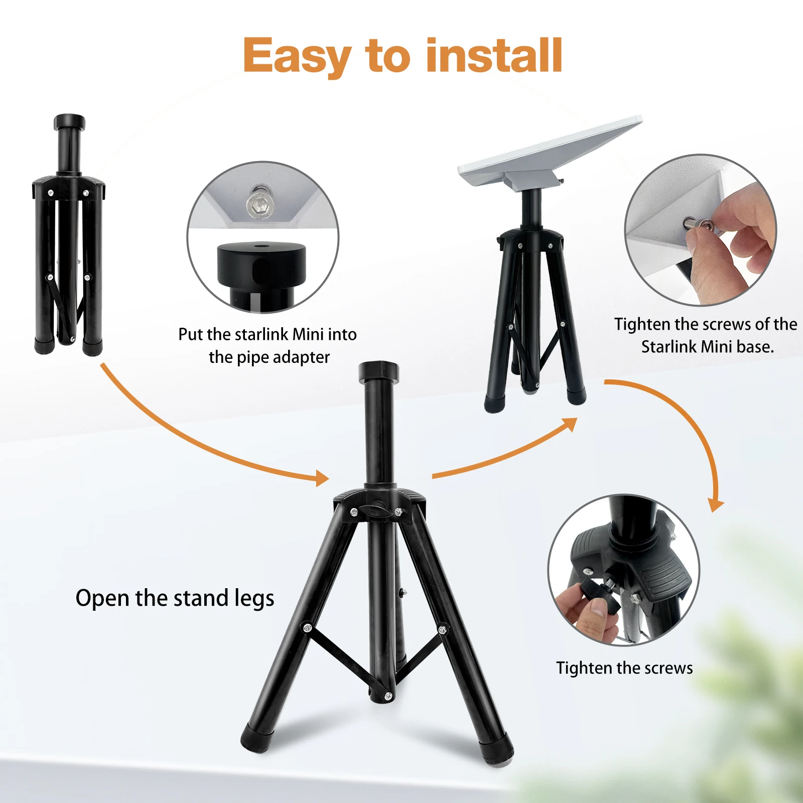 Suitablefor Starlink Mini X tripod, with tripod adapter, adjustable height, tilt multifunctional tripod, very suitableforcamping