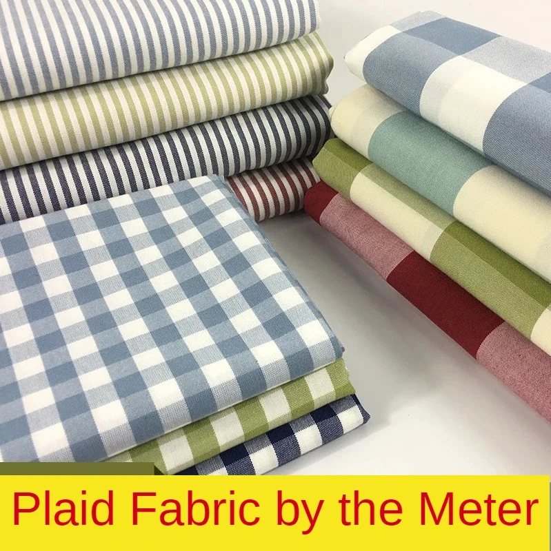 Cotton Linen Fabric By The Meter Thickened Plaid Polyester for Sofa Cover Curtain Tablecloth Sewing Striped PlainTextile Per Diy