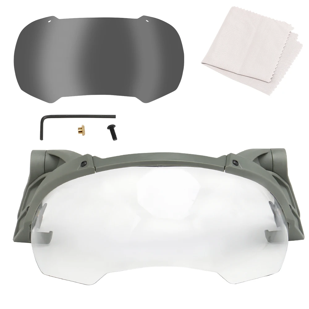 NONE Verstellbarer taktischer Helm, Flip-Brille, 2-Linse, für Outdoor, CS, Airsoft, Paintball, Schießen, schützender schneller OPS-Taktischer Helm 6