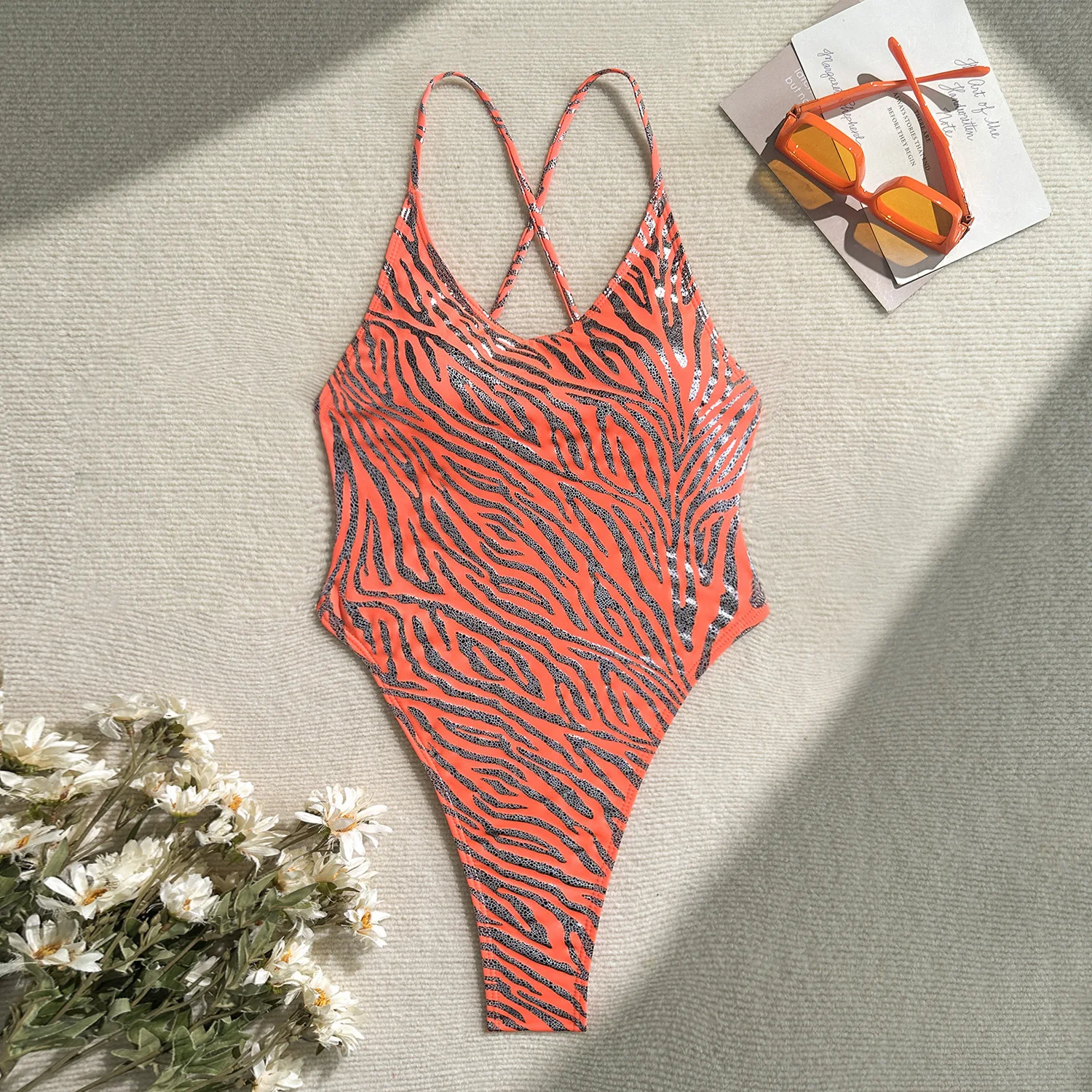 2025 Zebra Printed Tankini Bikini Suit Women's Sexy One-Piece Thong Swimsuit Summer Backless Sexy Tight Beach Bikini Sets Female