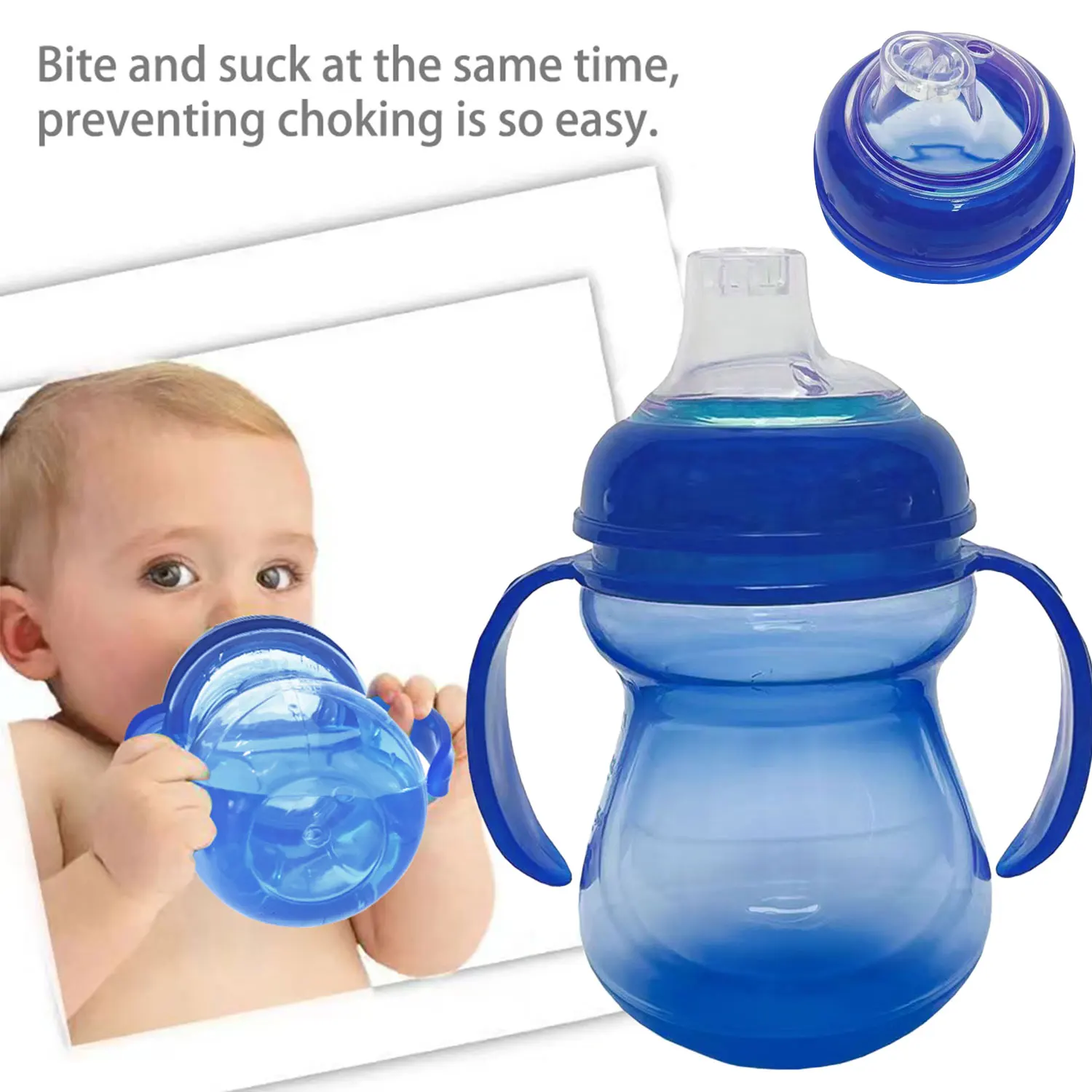 Ultra-wide diameter PP baby duckbill cup leak-proof anti-choking children straight drinking cup with handle training cup