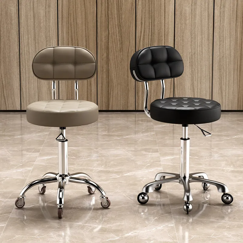 Heavy-Duty Commercial Beauty Salon Stool Adjustable Backrest Bar Stool Swivel Makeup Seat for Nail Home Kitchen Bar Chairs