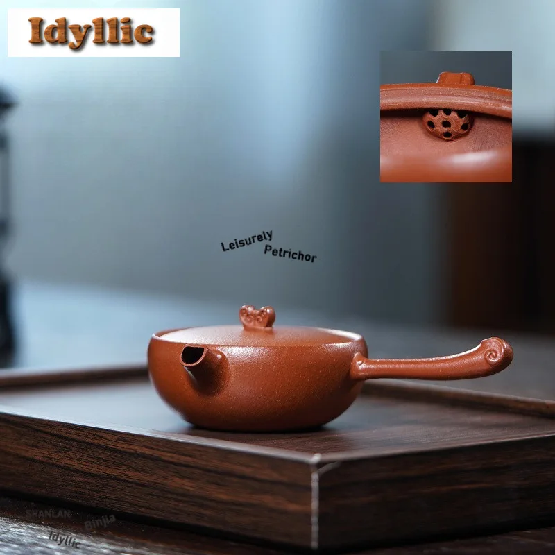 

110ml Traditional Yixing Purple Clay Teapots Handmade Tang Yu Ruyi Pot Raw Ore Downhill Mud Kettle With Filter Zisha Tea Set