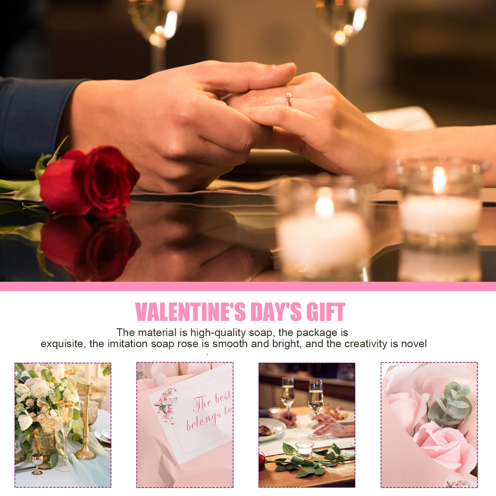 

1Pcs Artificial Soap Rose Elegant Moisturizing Flower Arrangement Exquisite Crafted Creative Present for Her Wife Girlfriend