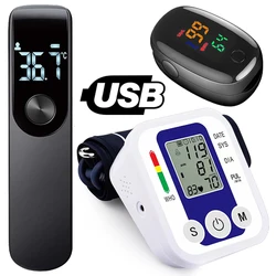 Forehead Thermometer Temperature Meter Blood Pressure Monitor Upper Arm Automatic Tonometer BP Medical Sphygmomanometer Pulse