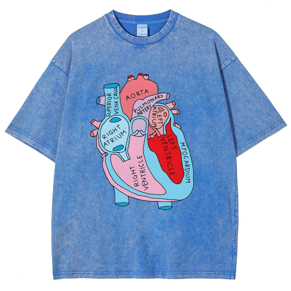 Contrasting Color Pure Cotton Women's T-Shirt Cartoon Heart Letter Printing Loose Oversize Shoulder Down Trend New Short Sleeves image 5