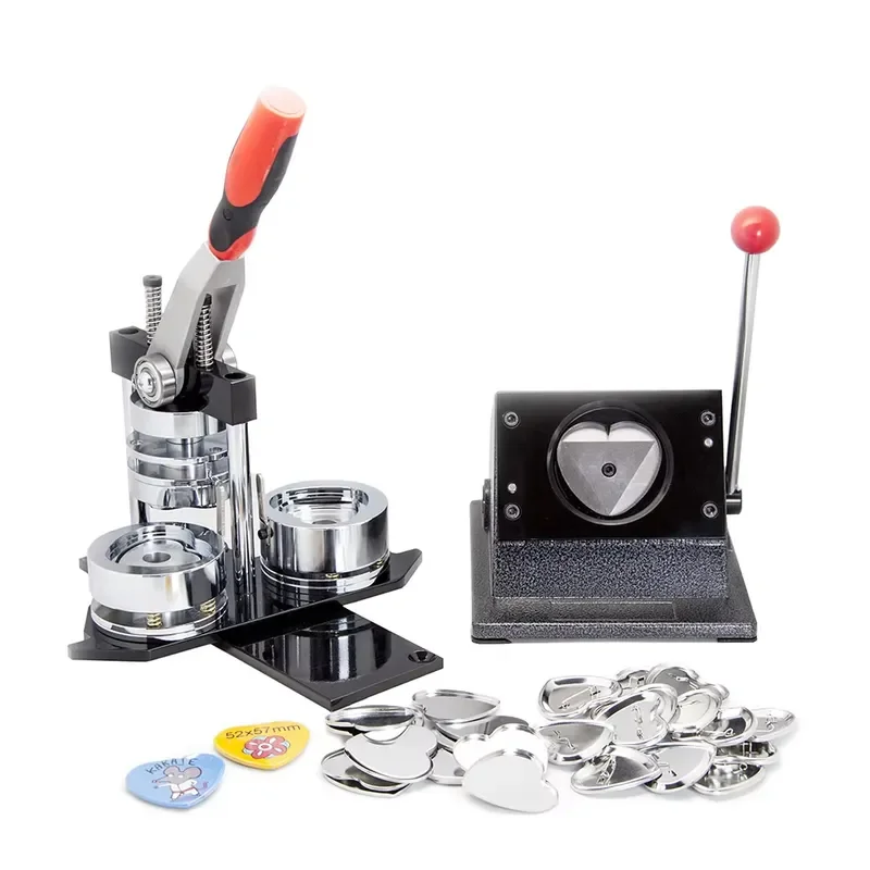 HOT SALE Heart Shape Button Maker Kit Badge Making Machine + Heart Paper Cutter +1000pcs Heart Pin Button Badge Supplies