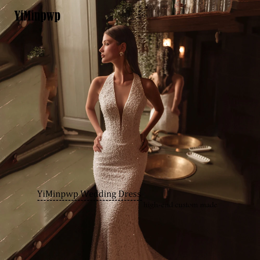 Customized Lace Wedding Dresses 2025 Luxury Mermaid Sleeveless O-Neck Beaded vestidos de novia Exquisite Bride Gowns Backless