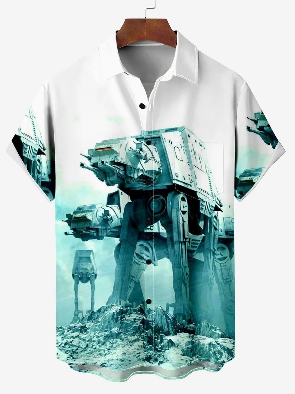 

Hawaiian New Men's Short Sleeve Shirt Future Technology Printed Men's Fashion Lapel Top Large Size Casual Men's Shirt S-5XL