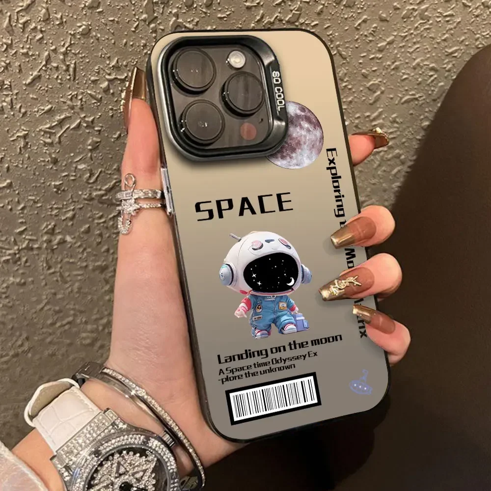 Case For Realme C65 4G C17 7I RMX2103 Luxury Astronaut Matte Silver IMD Phone Funda For Realme C65 Cute Christmas Pattern Cover