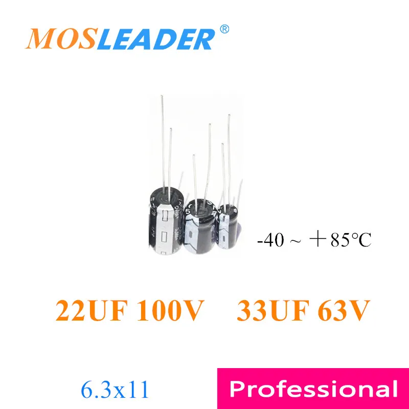 Mosleader 1000pcs 6.3*11 2.2UF 400V 22UF 100V 33UF 63V 6.3x11  Through Hole Aluminum electrolytic capacitor -40 ＋85℃ DIP Chinese