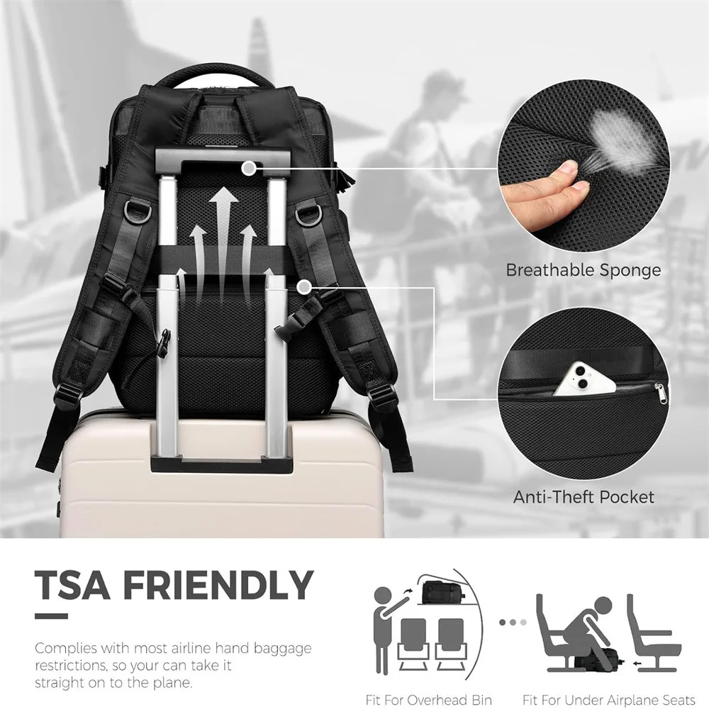 

Travel Backpack for Men & Women - Large Laptop Compartment, Anti-Theft Design, Water-Resistant College Bag for Work/Trip
