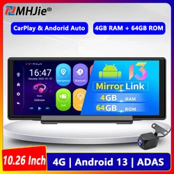 4G LTE CarPlay Dash Cam Android 13 GPS Dual 1080P Car Video Camera Screen Mirroring 24H Remote Parking Monitor 5G WiFi Bluetooth