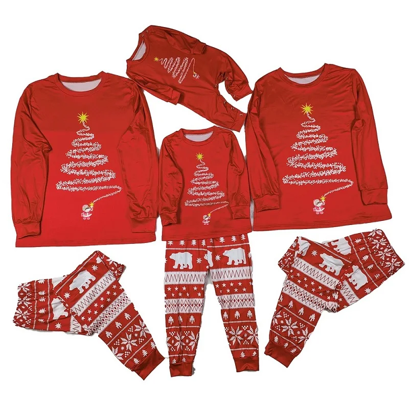 2024 Christmas Family Matching Pajamas Sets Polar Bear Daddy Mommy and Me Xmas Pj's Clothes Father Mother & Kids Pyjamas Outfits