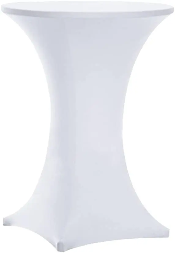 6 Pack 30x42 Inch Highboy Spandex Cocktail Table Covers White, Cocktail Table Tablecloth, Fitted Stretch Cocktail Tablecloth