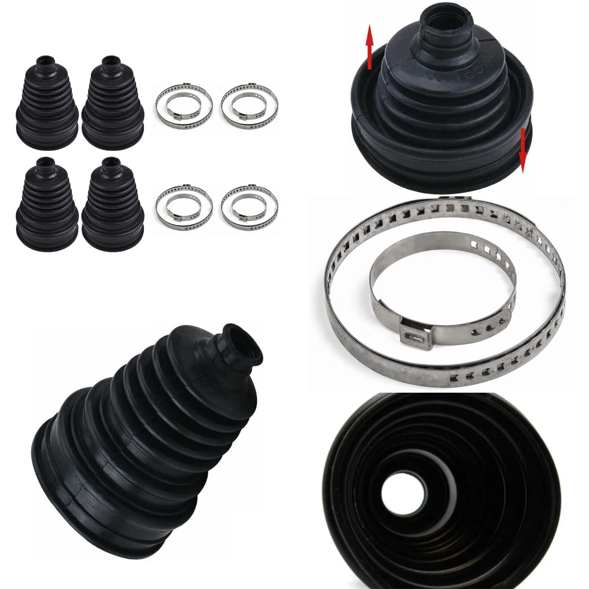 4pcs Universal Silicone CV Constant-velocity Dust Cover Joint Boot Drive Shaft Black Universal Strong Elasticity Cars Tools
