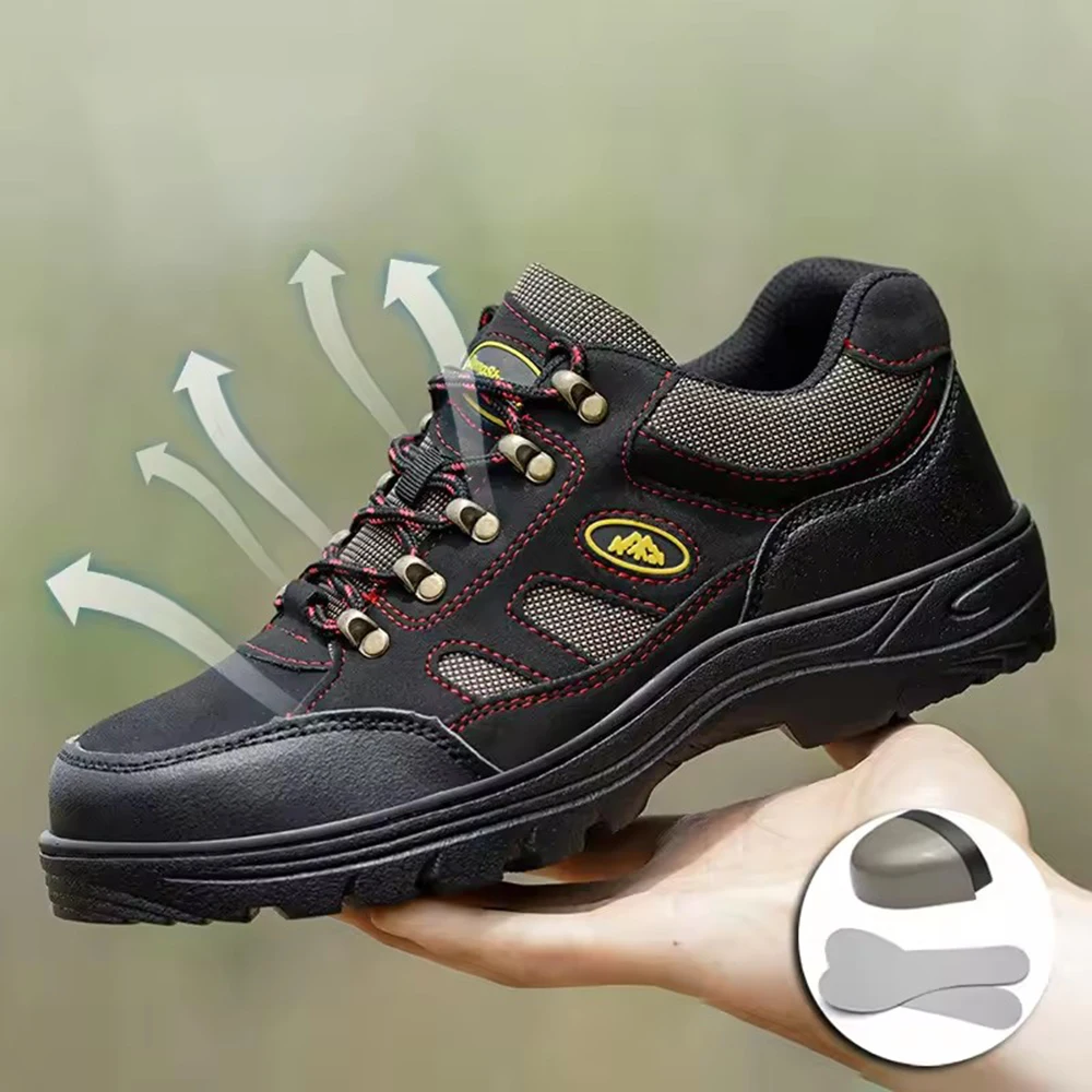 ArmorToe All Season Microfiber Safety Shoes Steel Toe Puncture Proof Anti Fatigue Non-Slip Mountain Grip Work & Trek #Armor3004