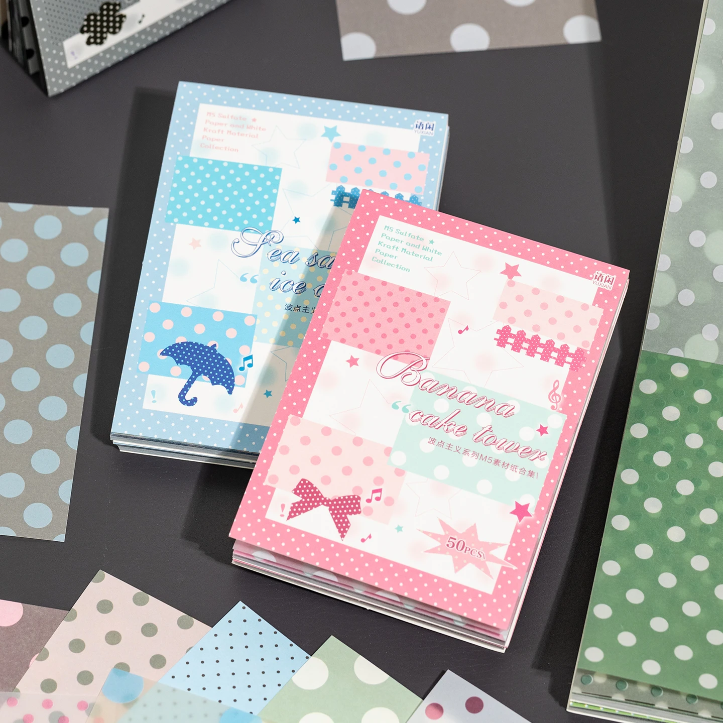 50 sheets Pointism&Holiday Atmosphere Ins Tearable Scrapbooking Material Paper DIY Handmade Collage Aesthetic Supplies