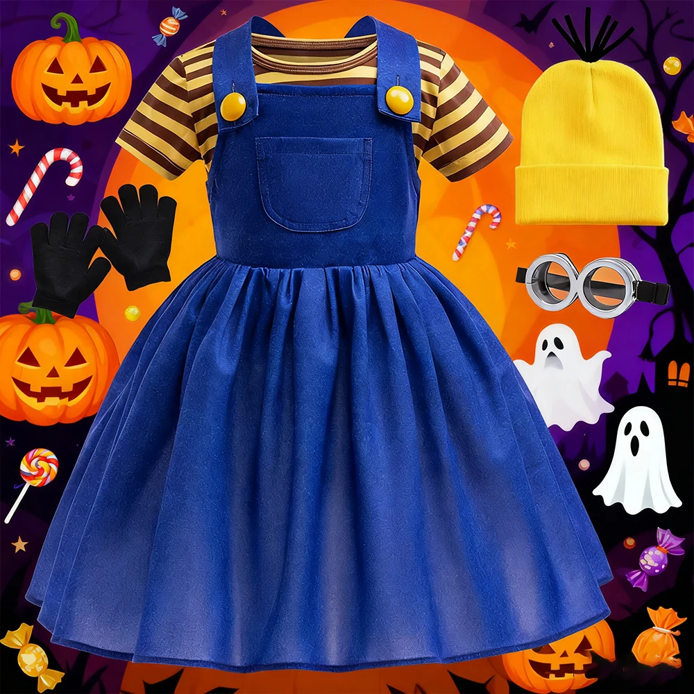 

Girls' Dress Halloween Cosplay Set Striped Top Strap Skirt Set Party Dress Summer Casual Set Stage Performance Costumes