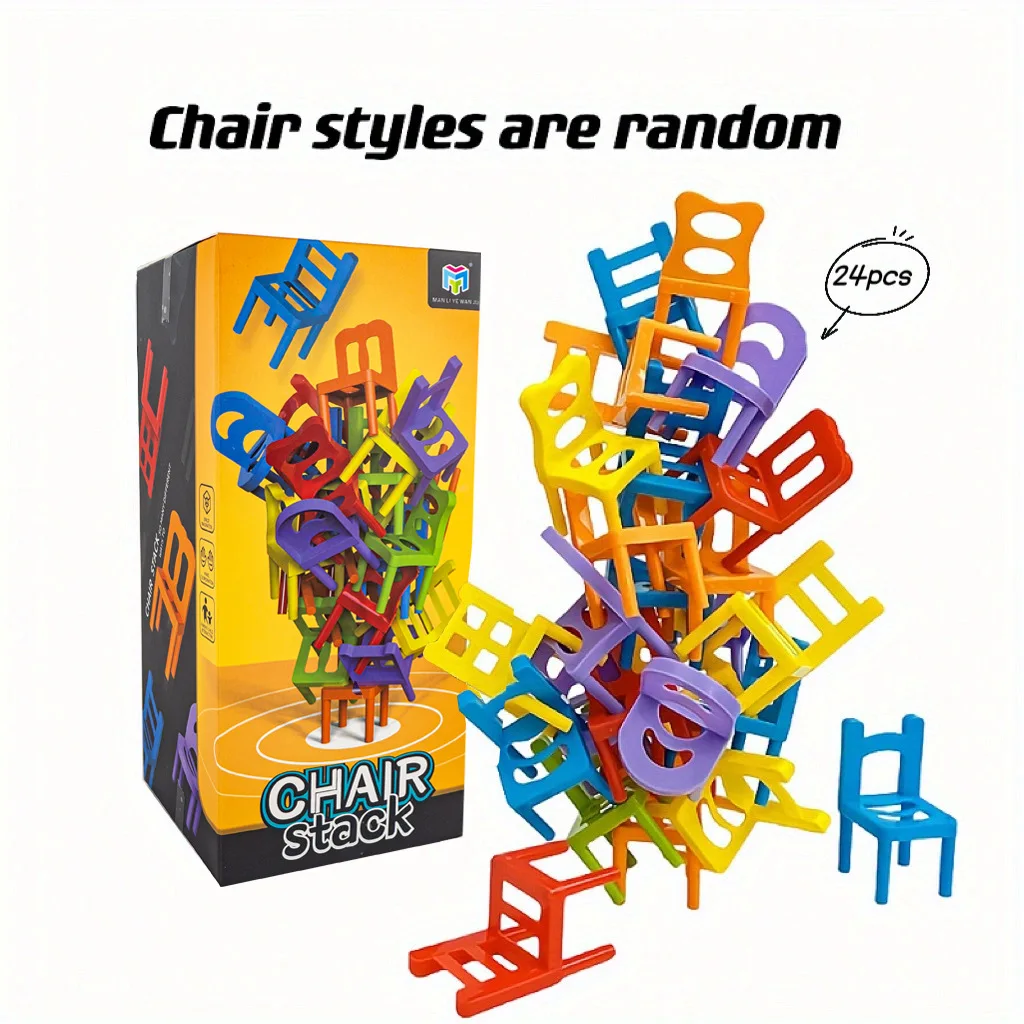 24-42pc children's puzzle folding chair toy parent-child interactive game for kids chair stack party game juego social games