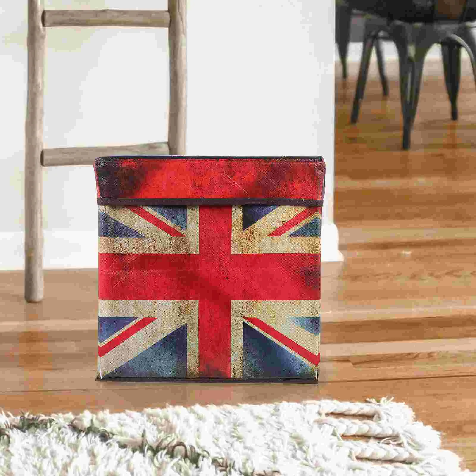 Decorative Storage Bins Foldable Flag Box Stool Folding for Fabric Home Bedroom Child