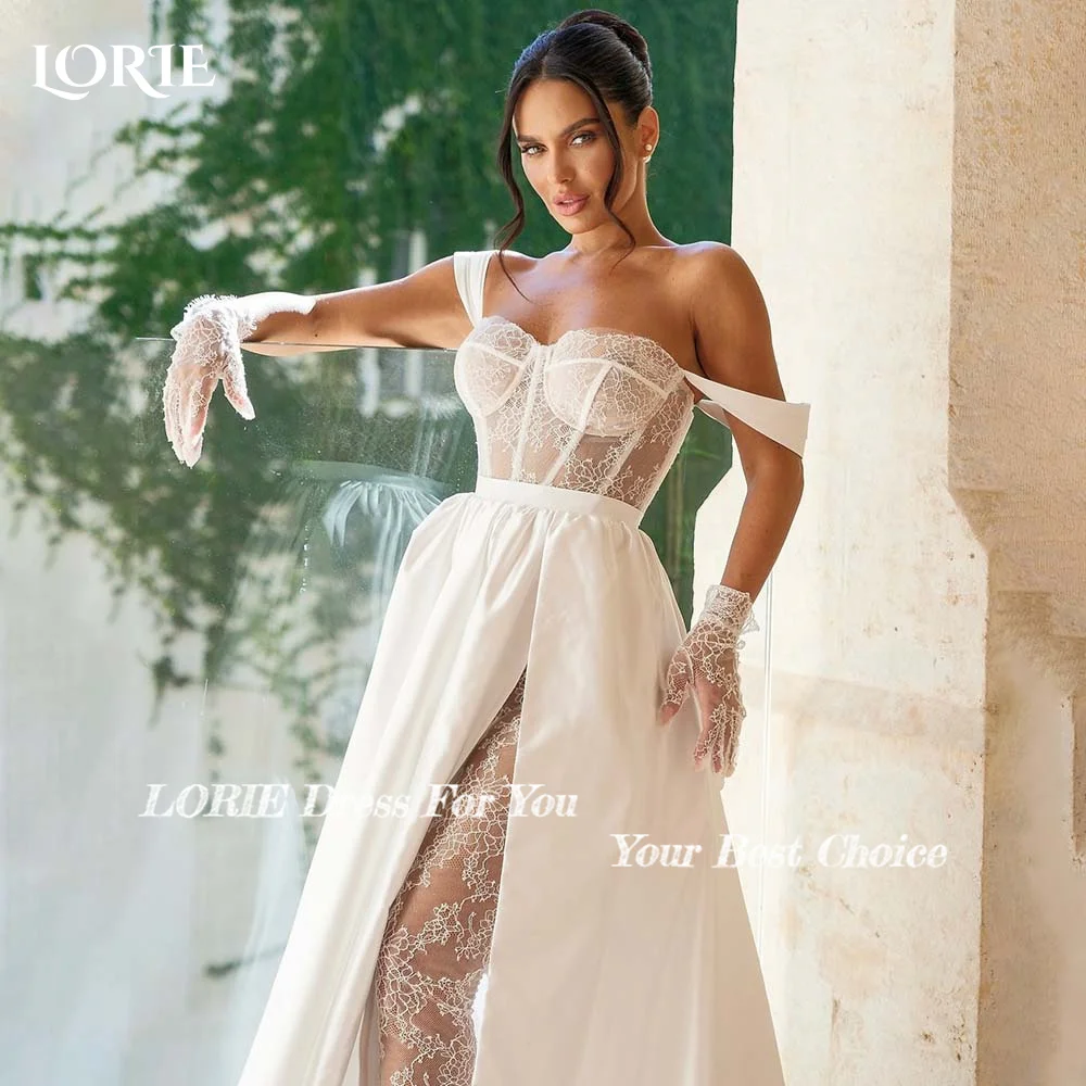 LORIE Lace Wedding Dresses Off Shoulder Sexy Tulle Backless White Split Bride Gown 2024 Formal Party Dresses vestidos de novia