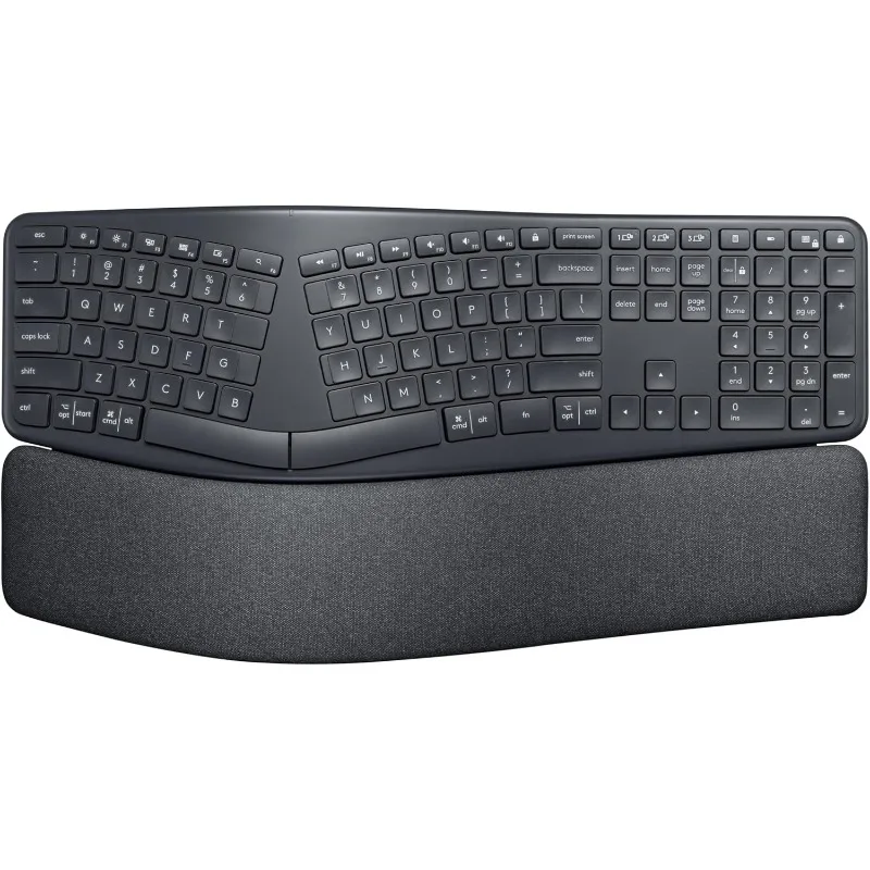 ERGO K860 Wireless Ergonomic Qwerty Keyboard - Split Keyboard, Wrist Rest, Bluetooth and USB Connectivity, Compatible,Black