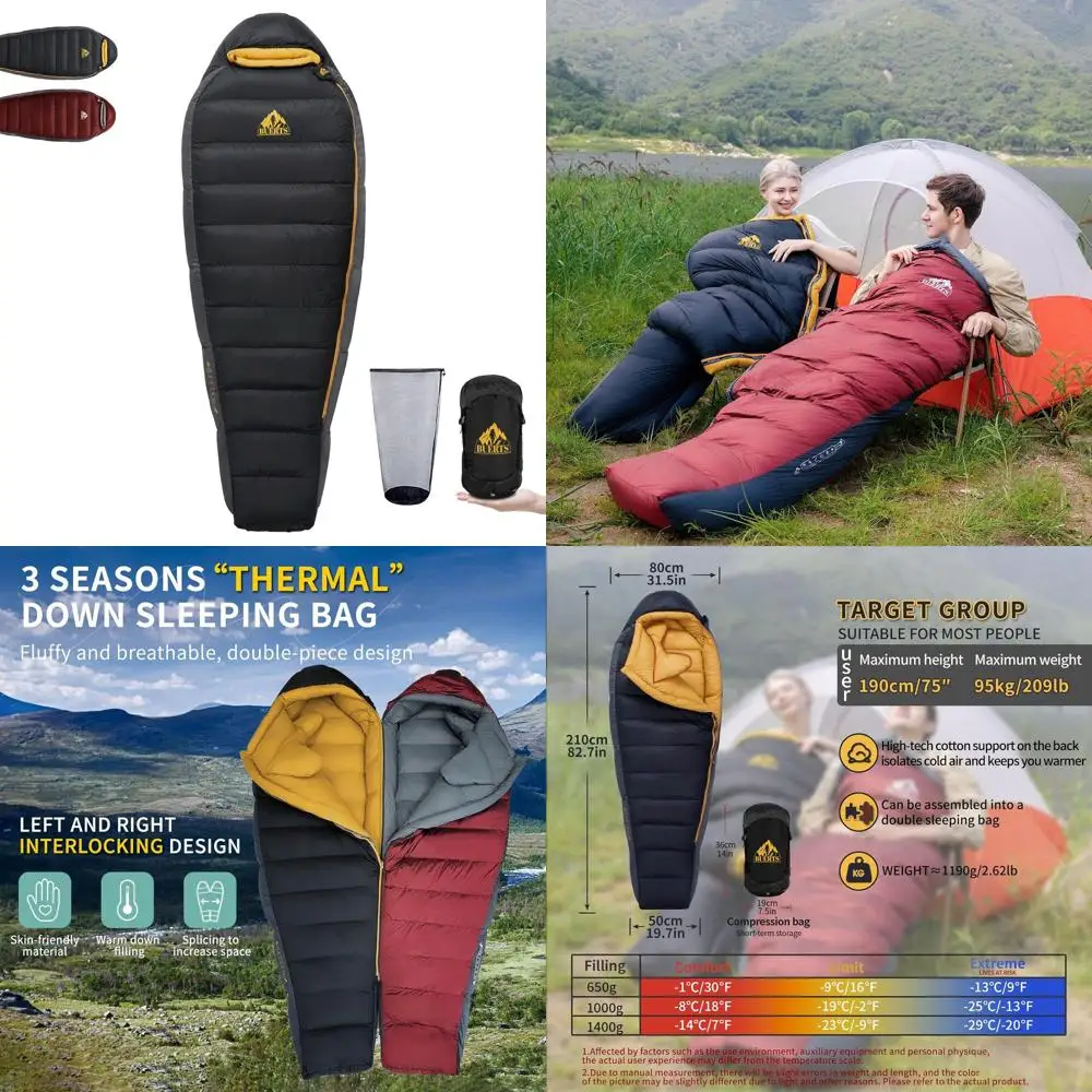 

Down Sleeping Bag for Adults Cold Weather Ultralight & Compact 680FP Backpacking Sleeping Bag for Camping, Hiking, Mountaineerin