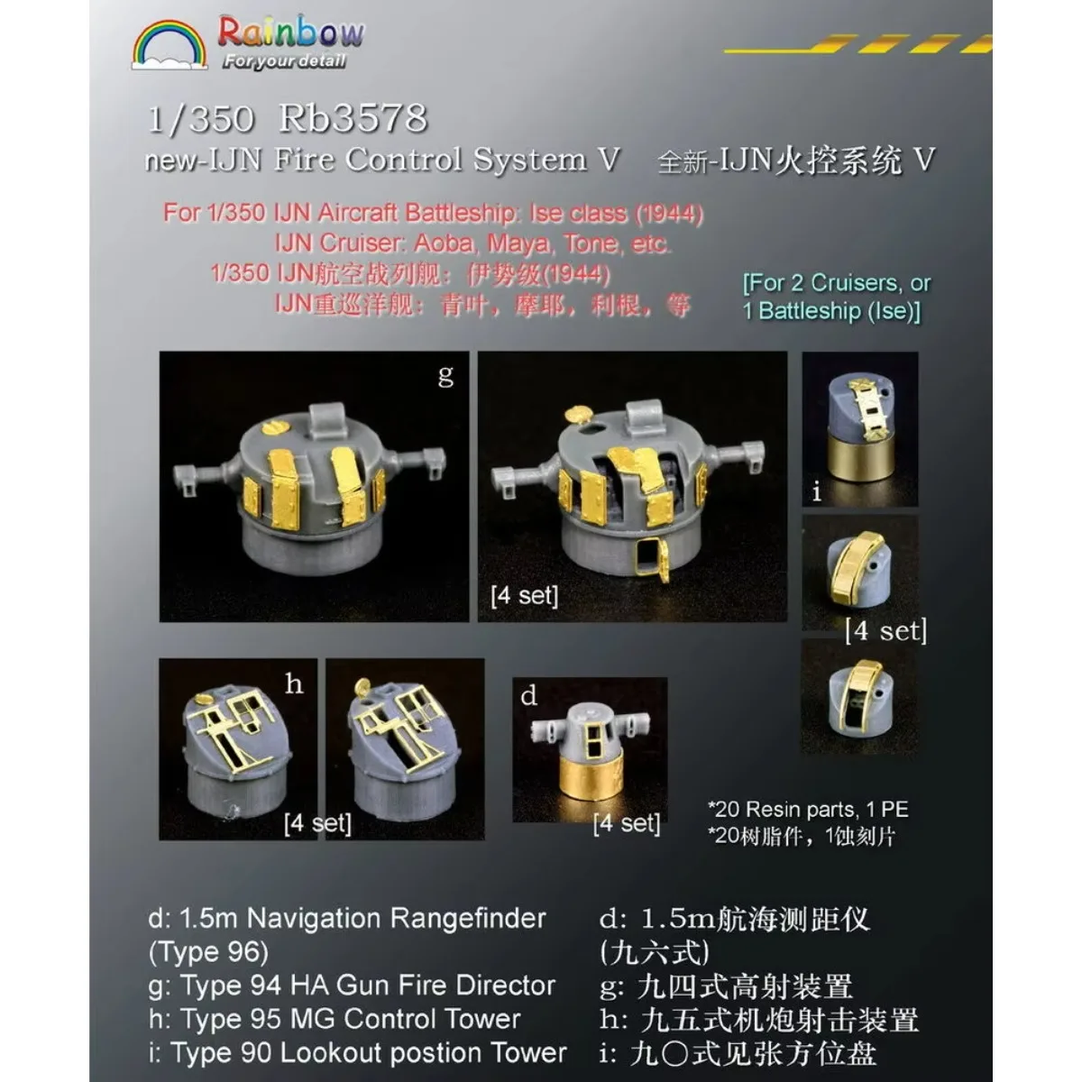 

Радужная травирующая часть 1/350 новая - система пожарного контроля ДЖН V [20 детали из смолы, 1 PE] Rb3578