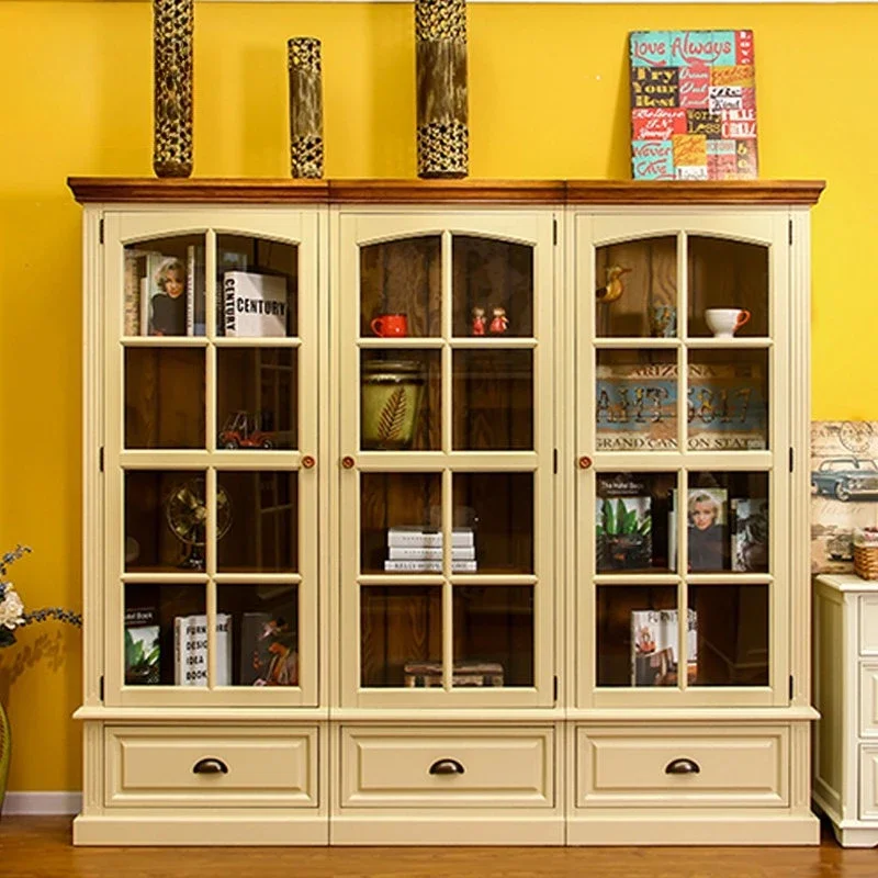 American style single free combination solid wood bookcase European style modern simple furniture