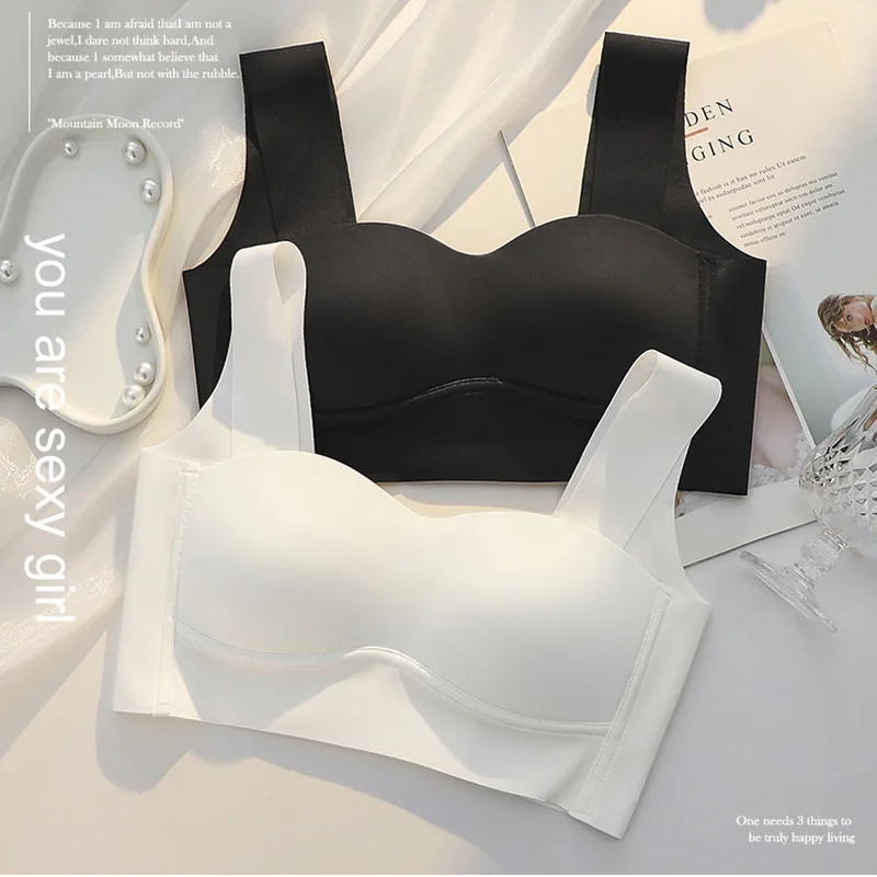 Intimo da donna in stile gilet stile sottile senza anelli in acciaio, seni piccoli raccolti e chiusi, reggiseno che previene il seno cadente