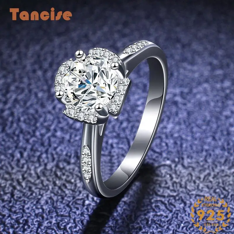 

Tancise Classic 925 Sterling 1 Carat Moissanite Ring for Women Ladies Jewelry Wedding Promise Party Gift