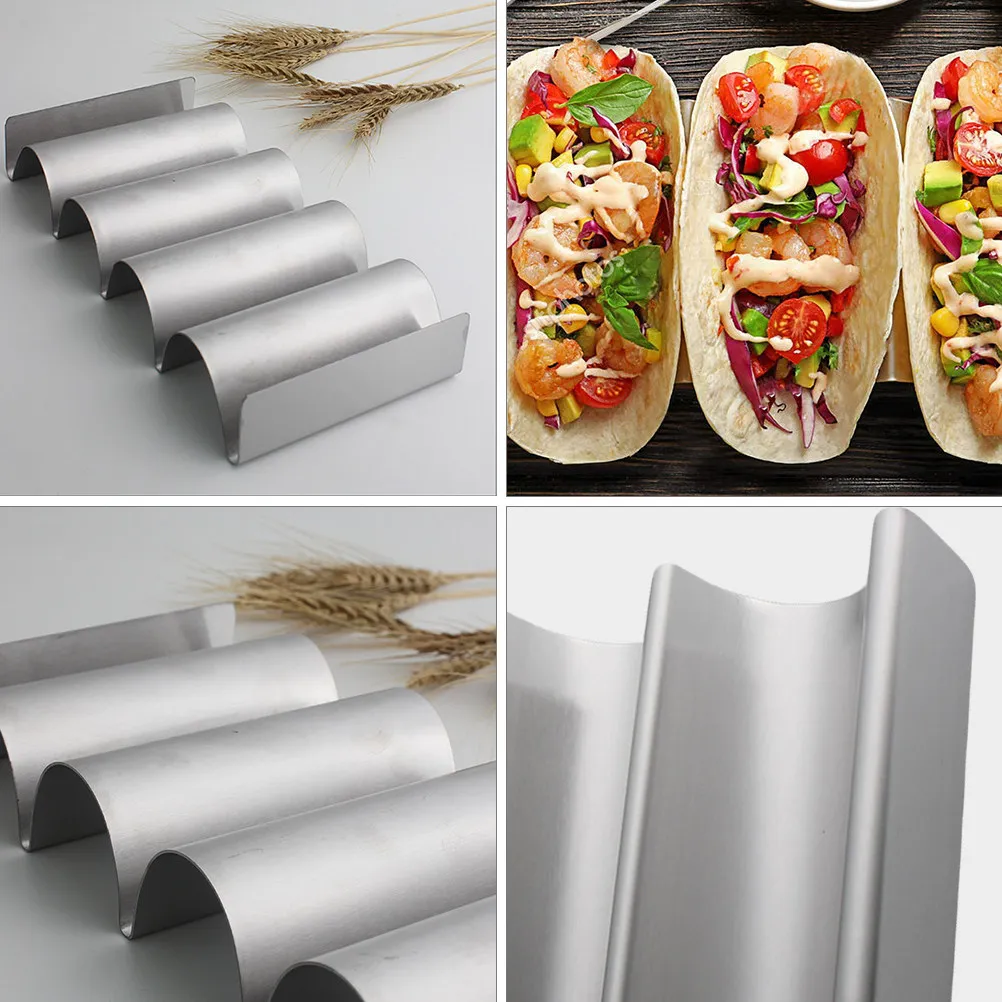 1Pcs Stainless Steel Taco Rack Heavy Duty Mexican Taco Holder for Hard Tacos Salsa Toppings Display Stand Home Kitchen Use