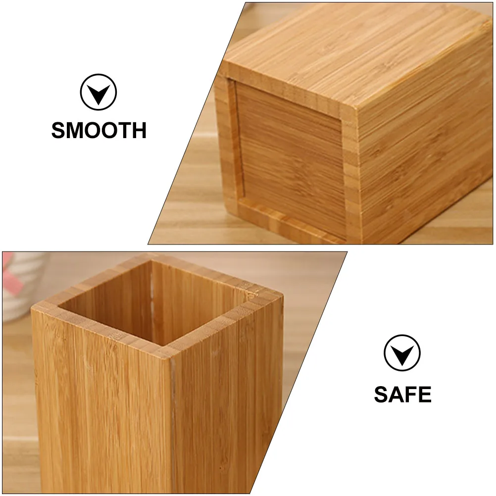 

1pc Bamboo Storage Box 8x8x10cm Pen Holder Multifunctional Desk Organizer Stationery Container Bamboo Material Creative