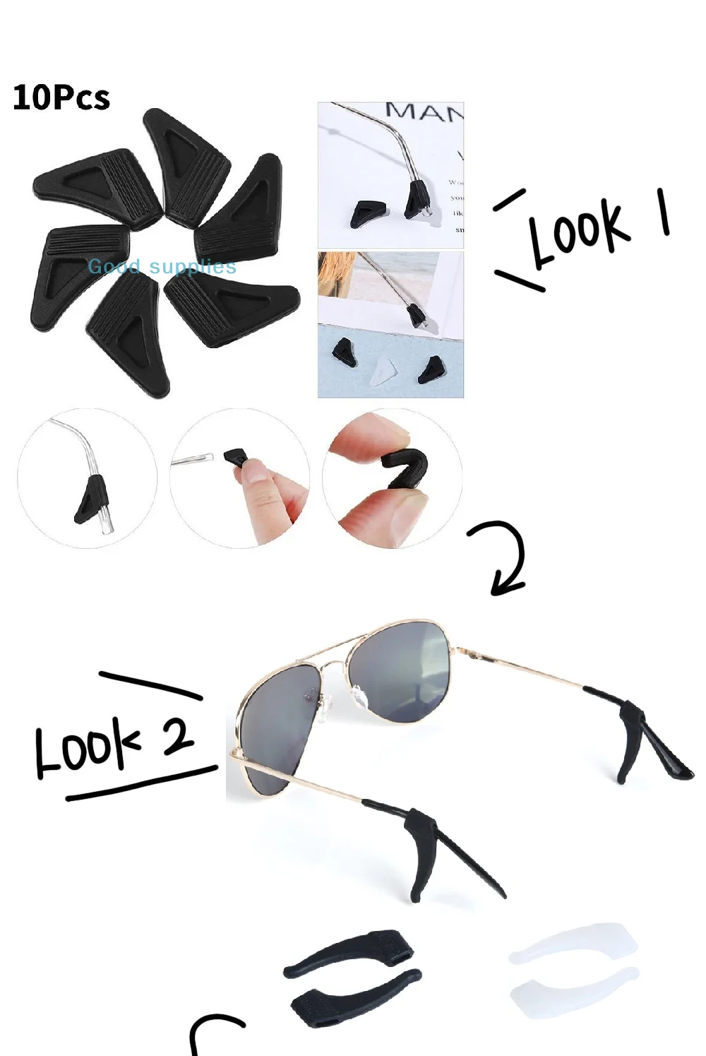 1/5Pair Glasses Ear Grips Silicone Anti-slip Eyeglasses Ear Hook Eyewear Fastener Anti-fall Eyewear Holder Glasses Accessories