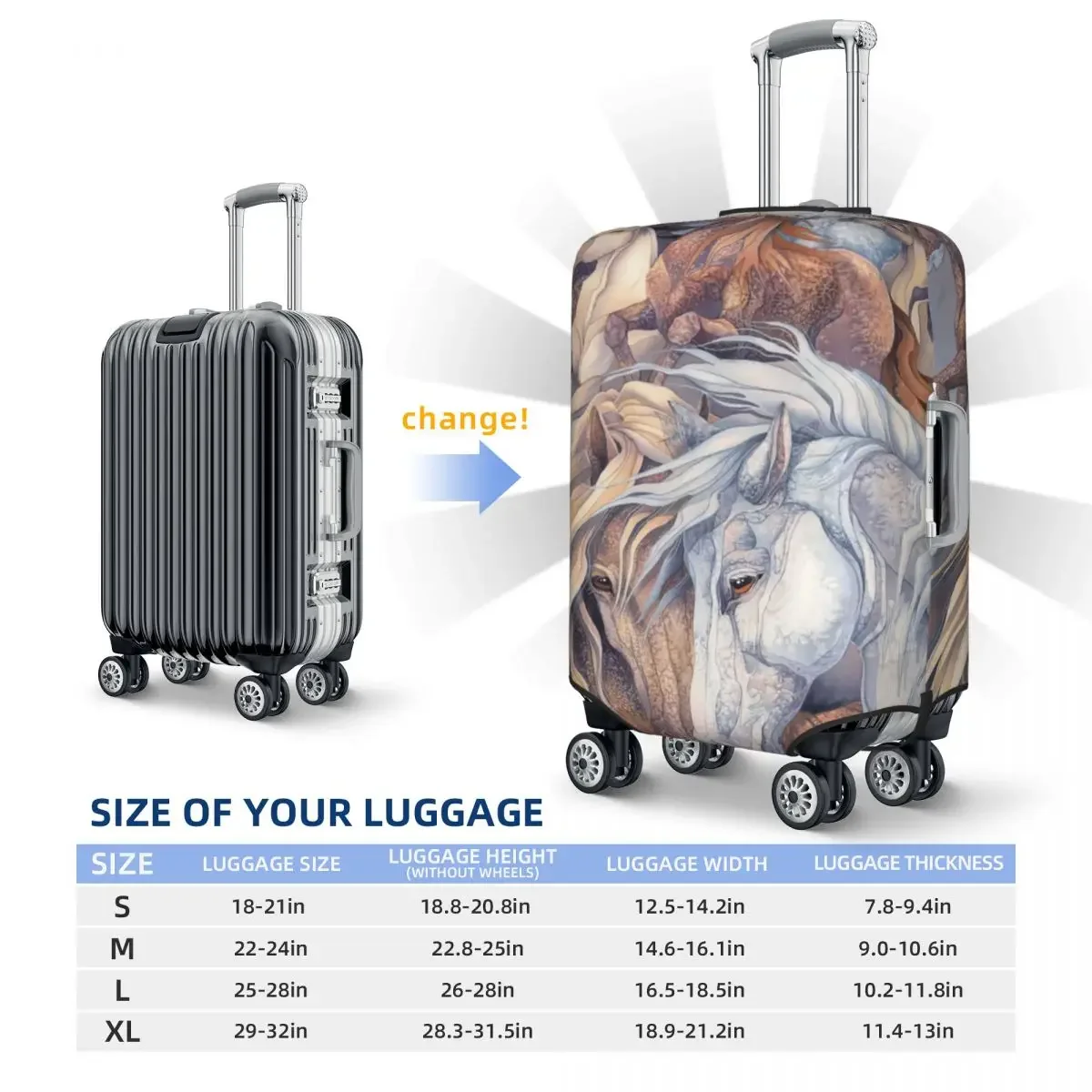 Horses Print Luggage Protective Dust Covers Elastic Waterproof 18-32inch Suitcase Cover Travel Accessories