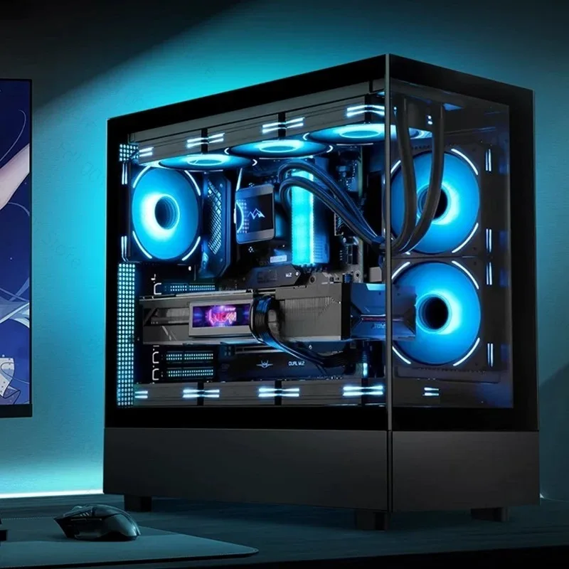 For Pro Sea View Room Chassis Columnless Desktop Glass Side Transparent White ATX Water Cooled Computer Chassis