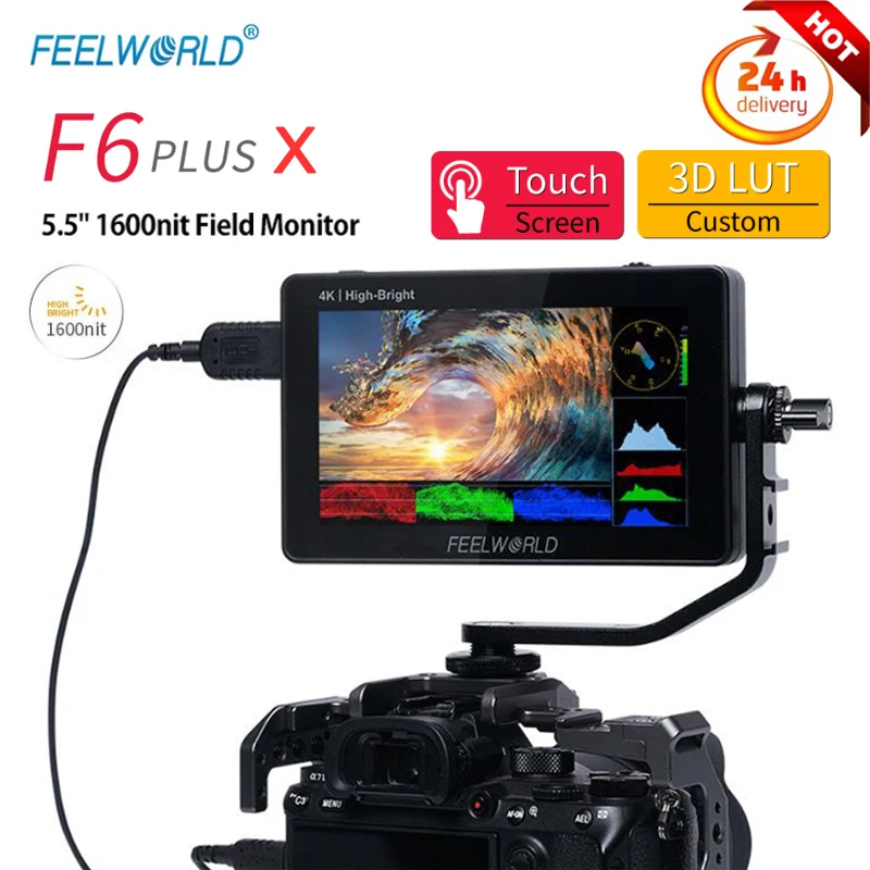 

FEELWORLD F6 PLUSX 5.5Inch Camera DSLR Field Monitor 3D LUT Touch Screen IPS FHD 1920x1080 High Bright 1600nit HDMI-compatible